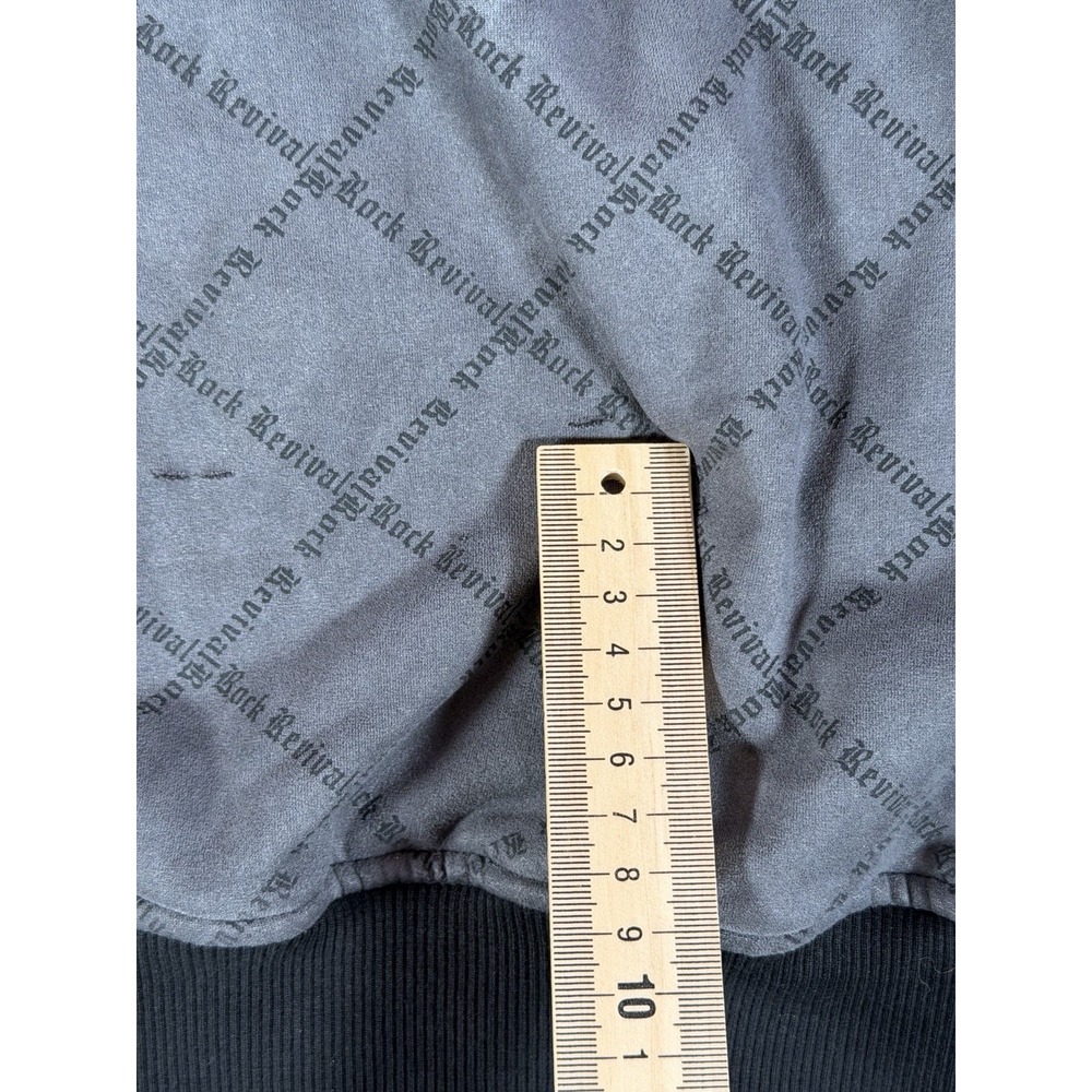 Rock Revival Full Zip Track Jacket Gray Black Logo Y2K Goth Size Large - Picture 12 of 12